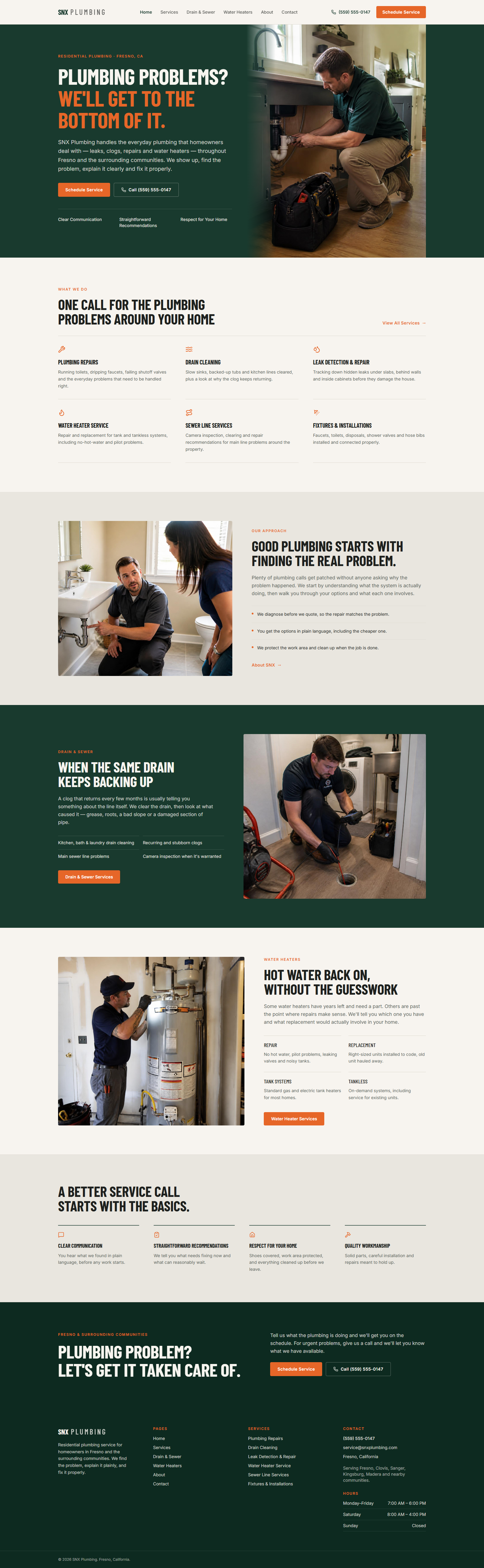 SNX Plumbing website designed by AX Webdesign